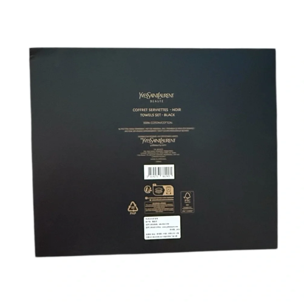 YVES SAINT LAURENT NIB Black 2 Piece Towel Set - Picture 5 of 5